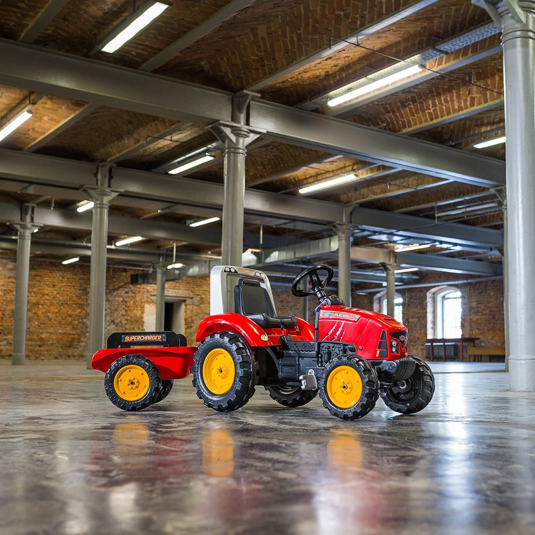 FALK Traktorek Red Supercharger na Pedały z Przyczepką Otwierany od 3-7 Lat - 003
