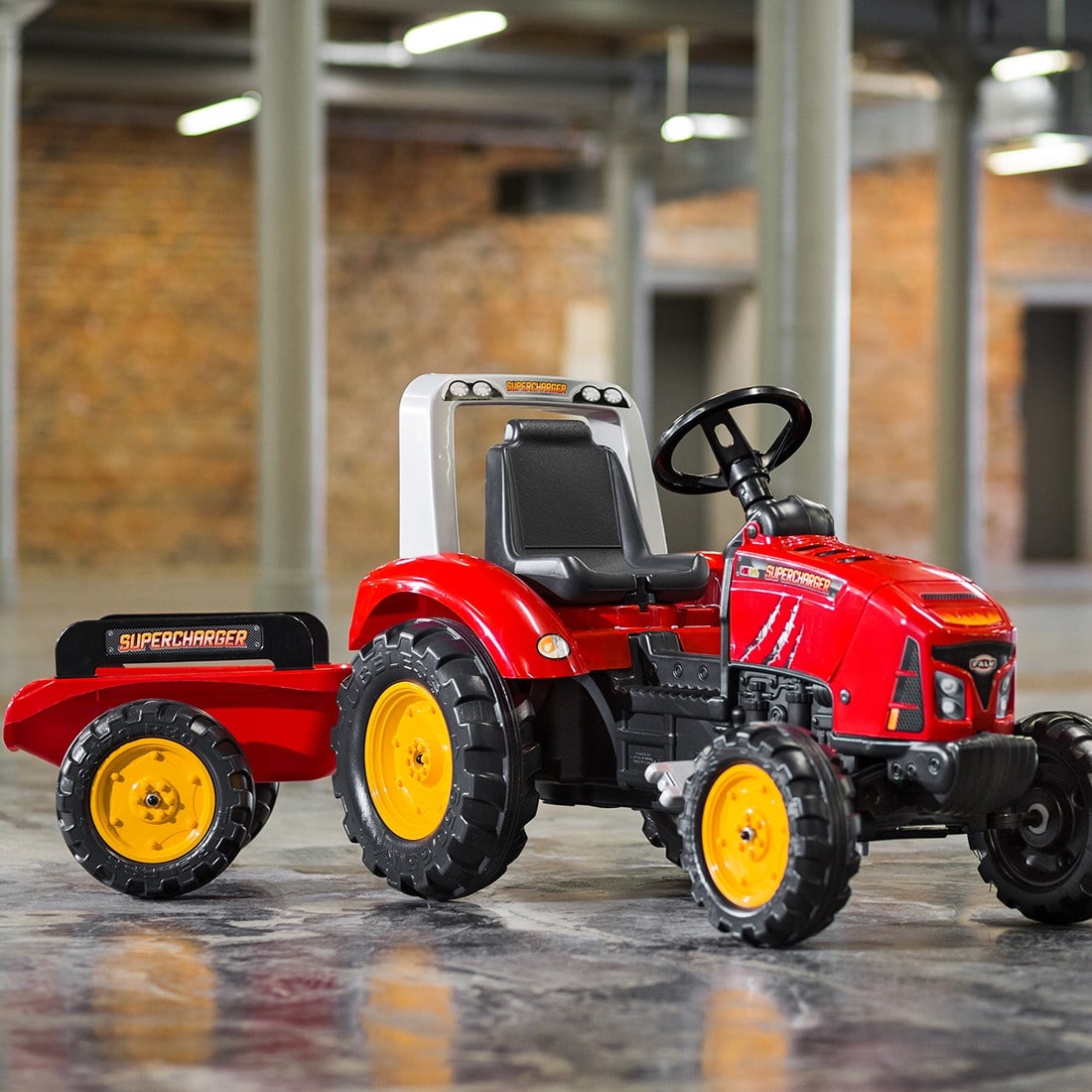 FALK Traktorek Red Supercharger na Pedały z Przyczepką Otwierany od 3-7 Lat - 004