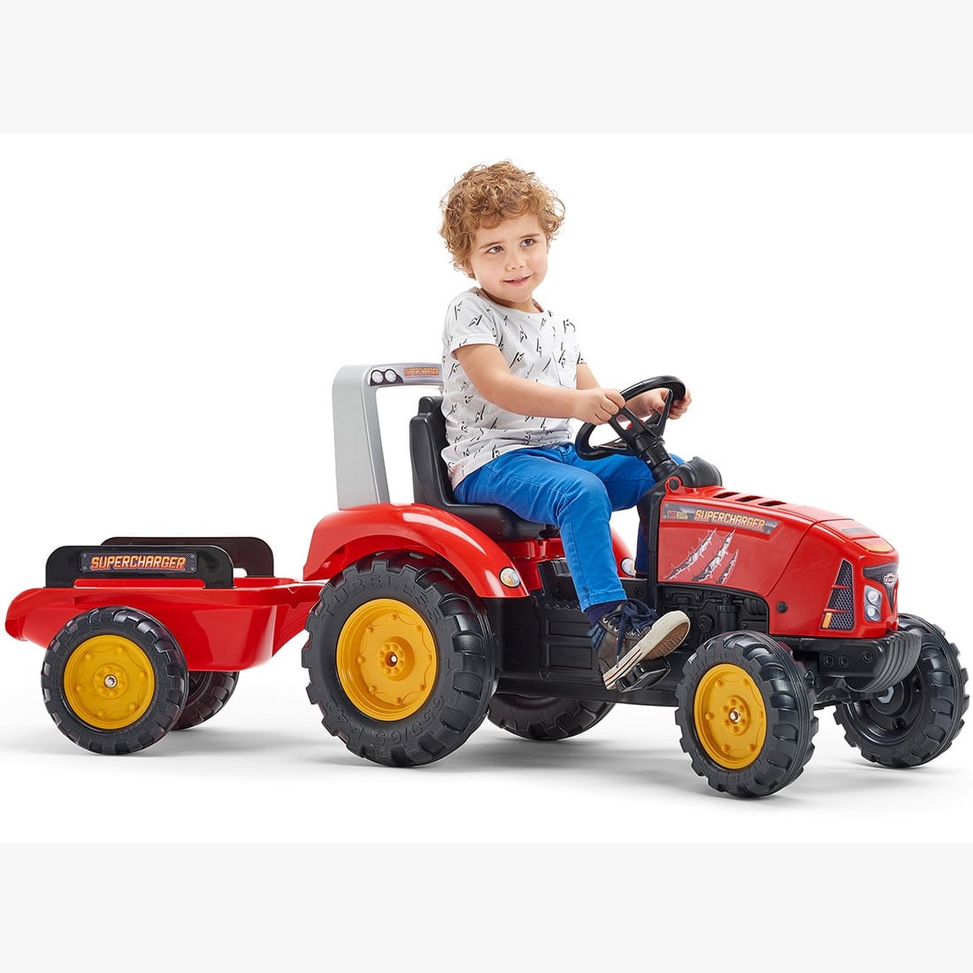 FALK Traktorek Red Supercharger na Pedały z Przyczepką Otwierany od 3-7 Lat - 007
