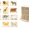 Zestaw 12 Puzzli Drewnianych Zwierzątka Montessori na Stojaku Viga - 002
