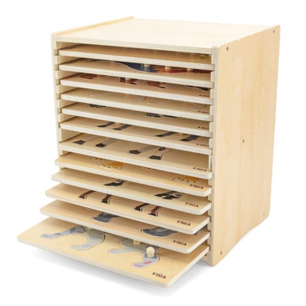 Zestaw 12 Puzzli Drewnianych Zwierzątka Montessori na Stojaku Viga - 003