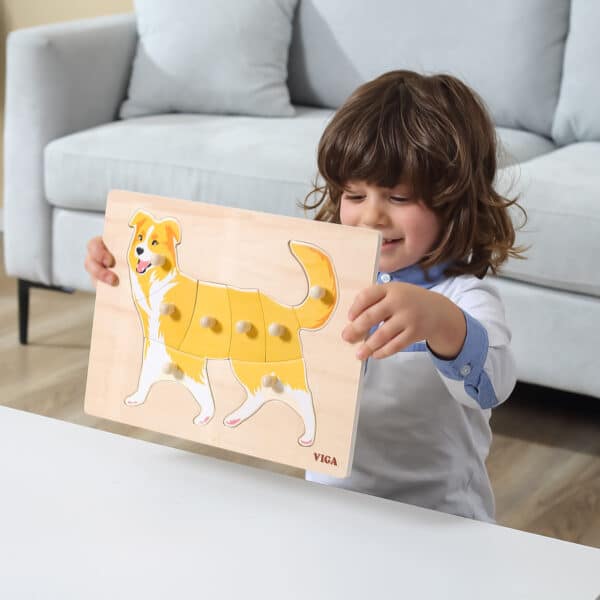 Zestaw 12 Puzzli Drewnianych Zwierzątka Montessori na Stojaku Viga - 004