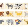 Zestaw 12 Puzzli Drewnianych Zwierzątka Montessori na Stojaku Viga - 005