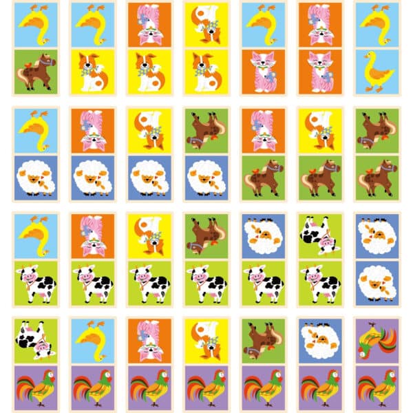 VIGA Edukacyjne Klocki Domino Drewniane gra Farma 28 elementów Montessori - 004