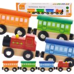 Viga  Drewniany Pociąg Magnetyczny Lokomotywa Wagoniki 3+ - 001