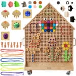 MASTERKIDZ Drewniana Tablica STEM Wolnostojąca XXL w Kształcie Domu + Akcesoria - 001
