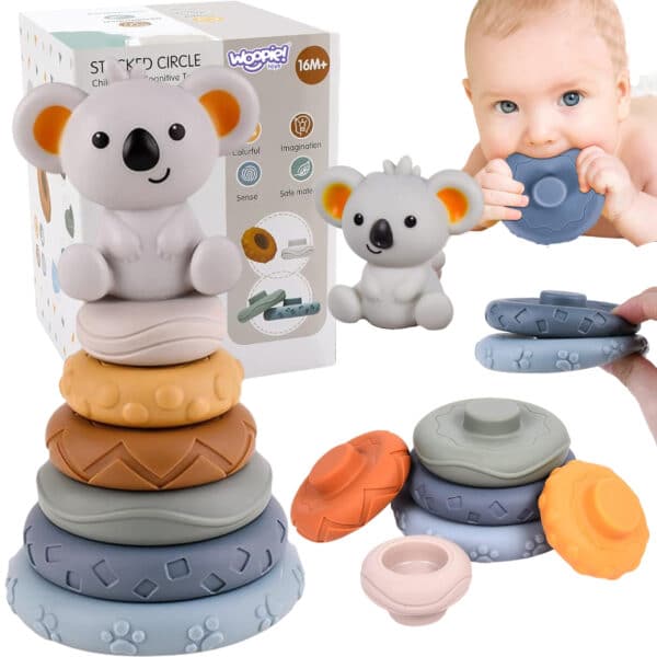 WOOPIE BABY Zestaw Edukacyjna Piramidka Koala 2w1 Gryzak - 001