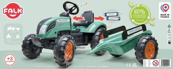 FALK Traktor Lander Zielony na Pedały z Przyczepką od 3-7 Lat - 010