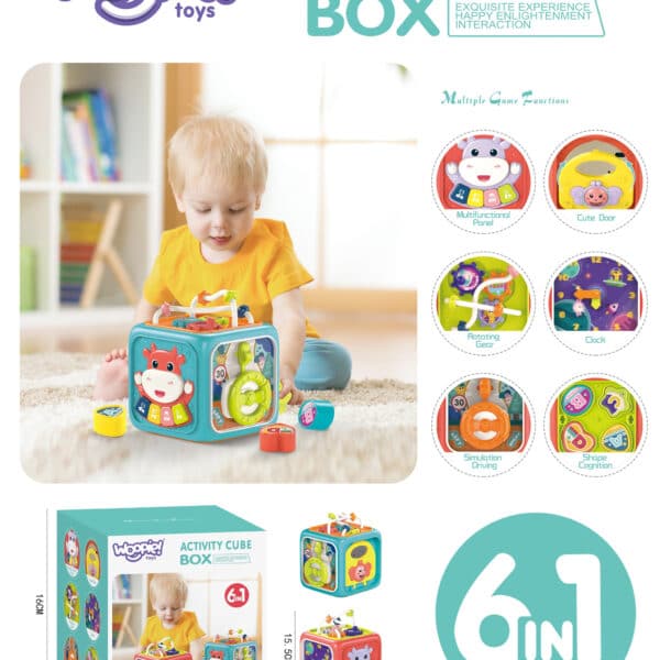 WOOPIE BABY Interaktywna Kostka Sensoryczna Edukacyjna Montessori Sorter 6w1 - 009