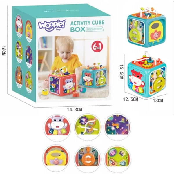 WOOPIE BABY Interaktywna Kostka Sensoryczna Edukacyjna Montessori Sorter 6w1 - 013