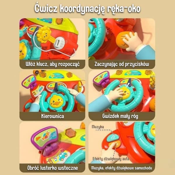 WOOPIE BABY Interaktywna Kierownica Samolot Pojazd na Łózeczko Wózek Efekty 18m+ - 005