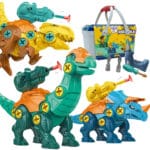 WOOPIE Zestaw Dinozaury do Skręcania 3 szt. Zestaw Konstrukcyjny w Pudełku + Wiertarka i Śrubokręt - 001