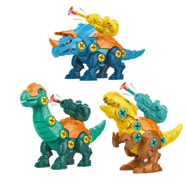 WOOPIE Zestaw Dinozaury do Skręcania 3 szt. Zestaw Konstrukcyjny w Pudełku + Wiertarka i Śrubokręt - 011