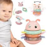 WOOPIE Baby Wańka Wstańka Zabawka Sensoryczna 2w1 Grzechotka Gryzak Różowa - 001