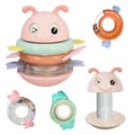 WOOPIE Baby Wańka Wstańka Zabawka Sensoryczna 2w1 Grzechotka Gryzak Różowa - 002