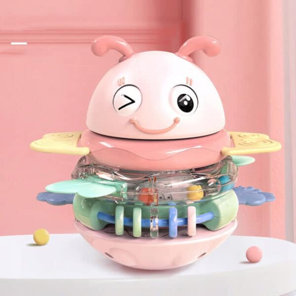 WOOPIE Baby Wańka Wstańka Zabawka Sensoryczna 2w1 Grzechotka Gryzak Różowa - 004