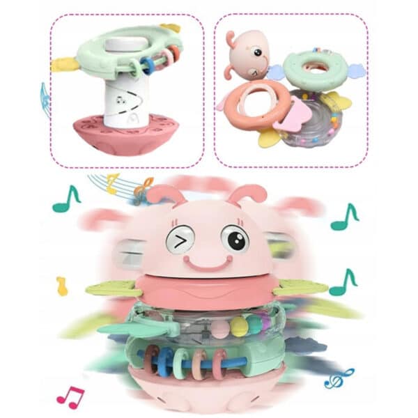 WOOPIE Baby Wańka Wstańka Zabawka Sensoryczna 2w1 Grzechotka Gryzak Różowa - 005