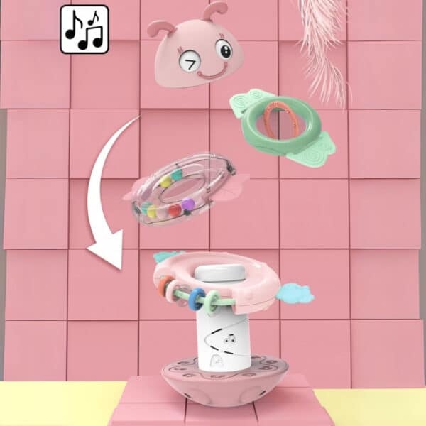 WOOPIE Baby Wańka Wstańka Zabawka Sensoryczna 2w1 Grzechotka Gryzak Różowa - 007
