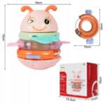 WOOPIE Baby Wańka Wstańka Zabawka Sensoryczna 2w1 Grzechotka Gryzak Różowa - 008