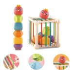 WOOPIE BABY Elastyczna Kostka Sensoryczna Sorter dla Dzieci Zwierzątka + Grzechotka 7 el. - 006