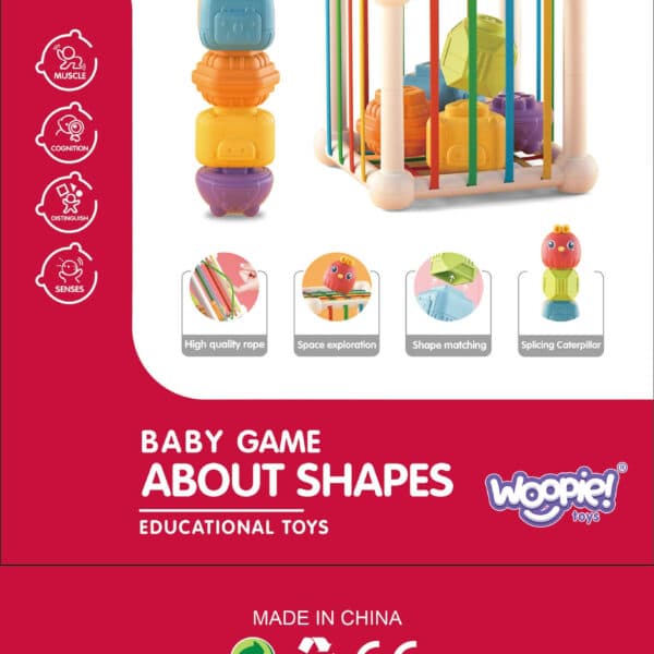 WOOPIE BABY Elastyczna Kostka Sensoryczna Sorter dla Dzieci Zwierzątka + Grzechotka 7 el. - 013