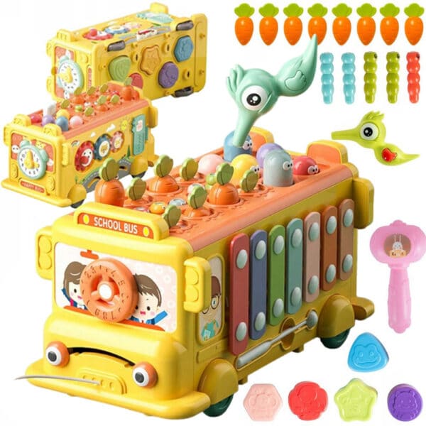 WOOPIE BABY Interaktywny Autobus Montessori Edukacyjny 6w1 Młoteczek Cymbałki +18 m - 001
