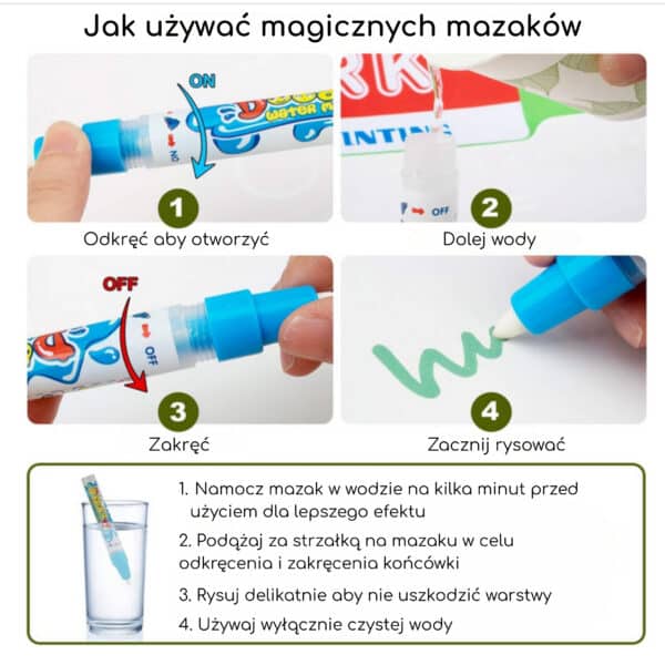 WOOPIE Mata Wodna do Malowania 2w1 XXL Dwustronna Zwierzęta - 005