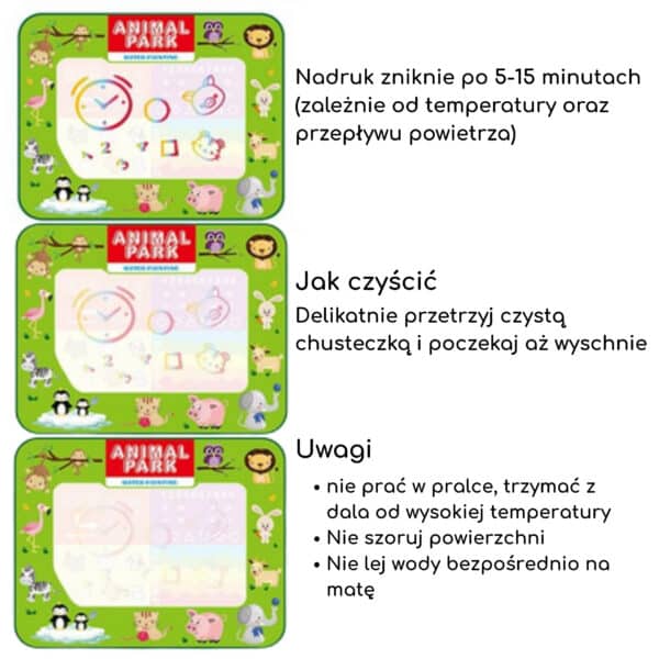 WOOPIE Mata Wodna do Malowania 2w1 XXL Dwustronna Zwierzęta - 006