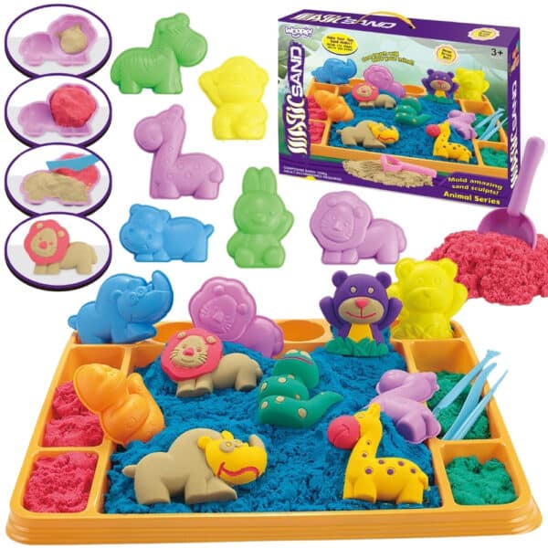 WOOPIE Piasek Kinetyczny 1,2 kg Zestaw XL ZOO Stolik z Foremkami - 001