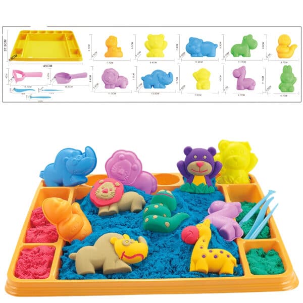 WOOPIE Piasek Kinetyczny 1,2 kg Zestaw XL ZOO Stolik z Foremkami - 007