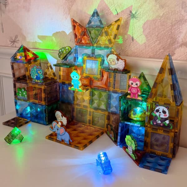WOOPIE Klocki Magnetyczne Konstrukcyjne Świecące 3D Świat Zwierząt 124el. - 004
