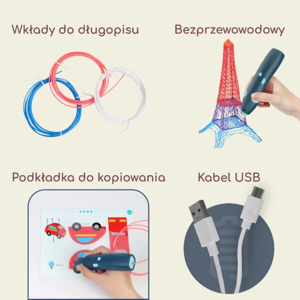 WOOPIE 3D Drukarka-Długopis Pen Bezpieczny Wkłady Usb - 003
