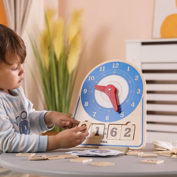 VIGA Drewniany Zegar Nauka Zegara  Czasu Montessori - 009