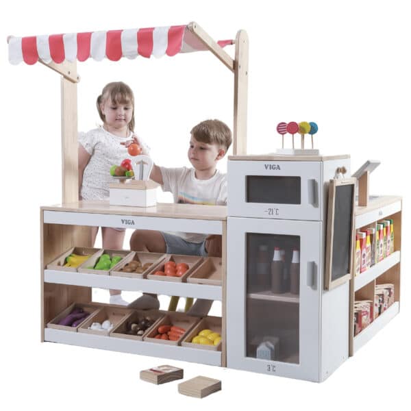 Drewniany Duży Sklep i Stragan Viga XXL – Lada Sklepowa Montessori - 001