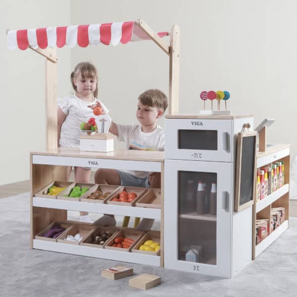 Drewniany Duży Sklep i Stragan Viga XXL – Lada Sklepowa Montessori - 004