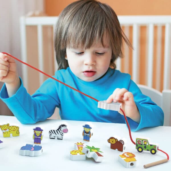 VIGA Drewniana Przeplatanka Klocki Farma do Nawlekania Montessori - 002