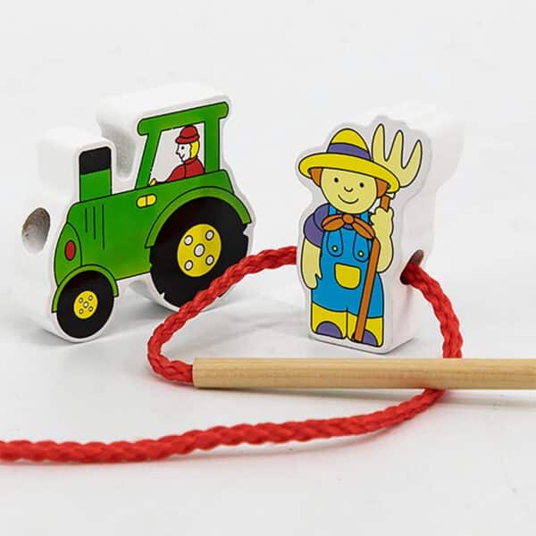 VIGA Drewniana Przeplatanka Klocki Farma do Nawlekania Montessori - 004