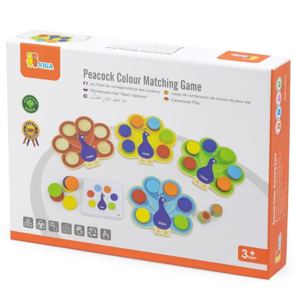 VIGA Drewniana Gra Dopasuj Kolory Pawi Ogon Montessori + Karty - 008