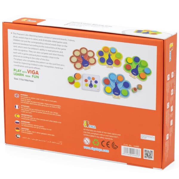 VIGA Drewniana Gra Dopasuj Kolory Pawi Ogon Montessori + Karty - 009