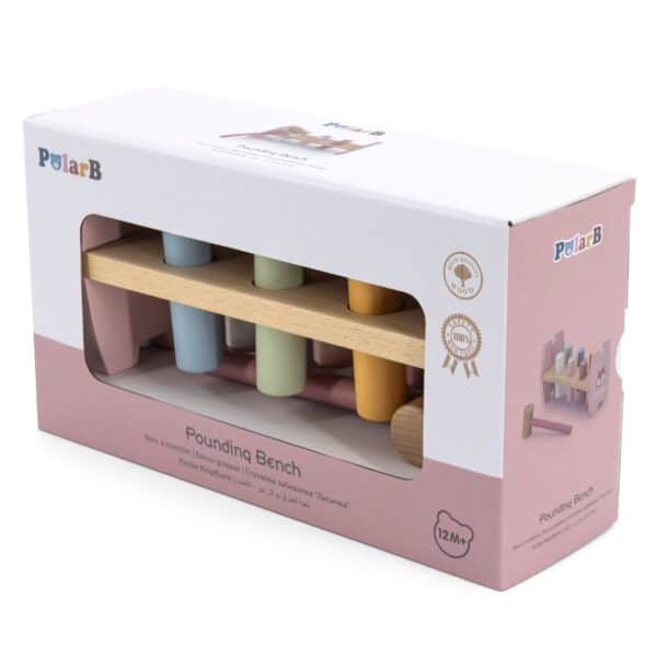 VIGA PolarB Drewniana Przebijanka Wbijanka z Młoteczkiem Lisek Montessori - 005