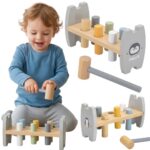 Viga PolarB Drewniana Przebijanka Wbijanka z Młoteczkiem Pingwinek Montessori - 001