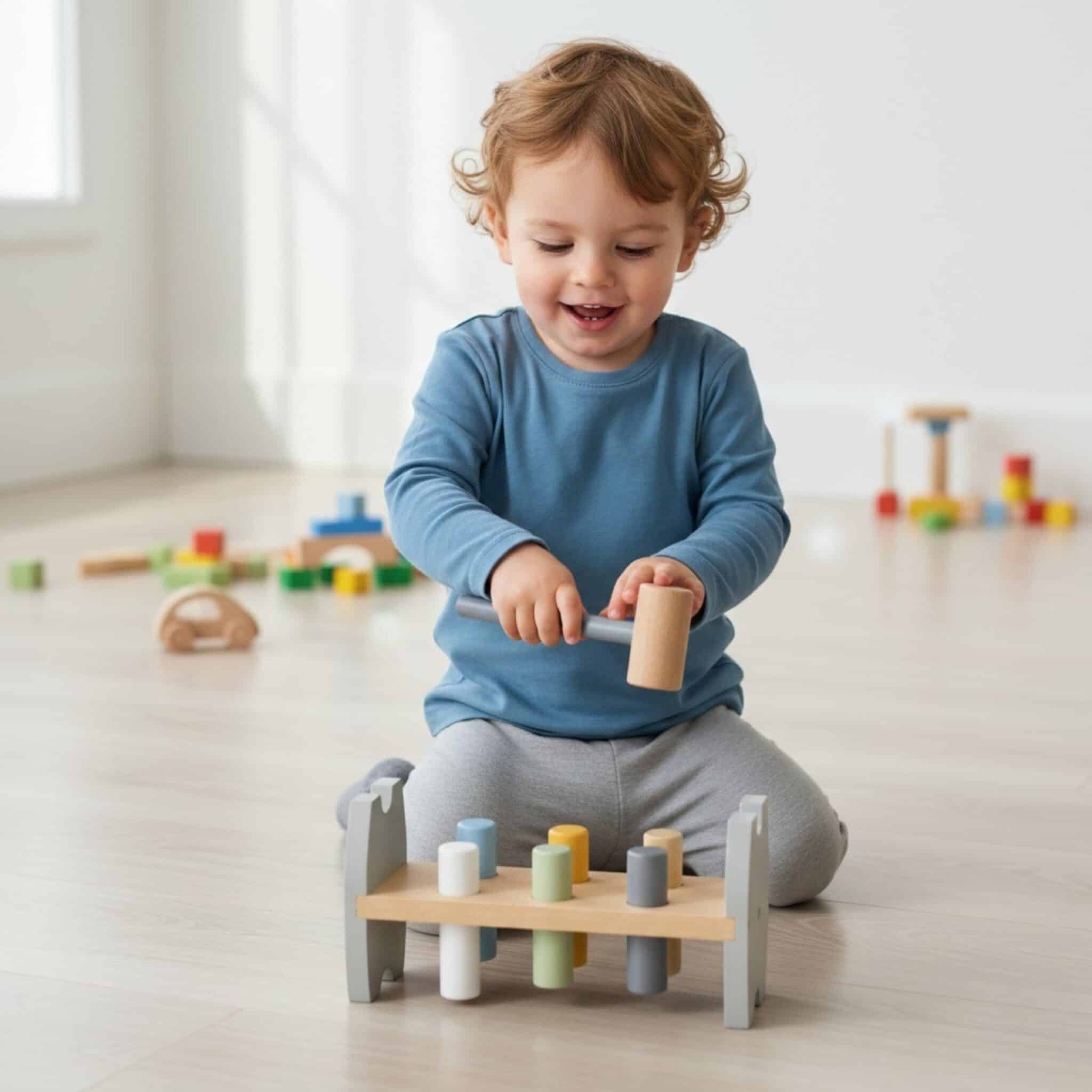 Viga PolarB Drewniana Przebijanka Wbijanka z Młoteczkiem Pingwinek Montessori - 003