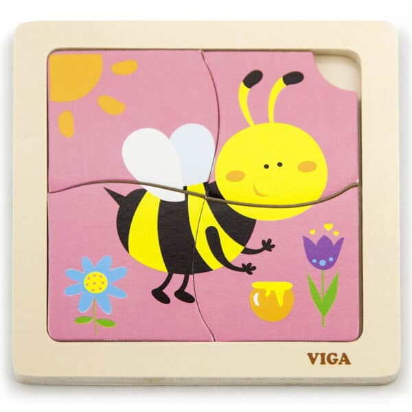 Poręczne puzzle drewniane Pszczoła 15x15 cm dla niemowląt - Viga - 004
