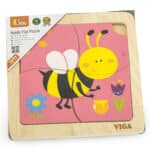 Poręczne puzzle drewniane Pszczoła 15x15 cm dla niemowląt - Viga - 006