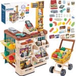 WOOPIE Sklep Supermarket z Wózkiem Waga Kasa Skaner + 48 Akc. - 001