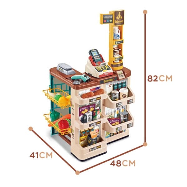 WOOPIE Sklep Supermarket z Wózkiem Waga Kasa Skaner + 48 Akc. - 014