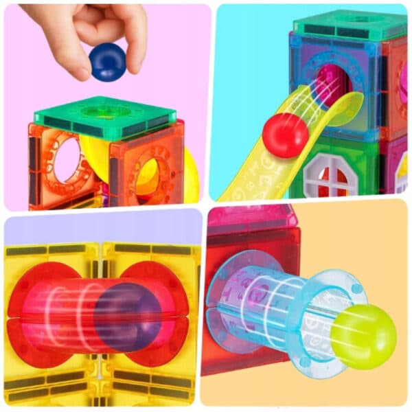 WOOPIE Klocki Magnetyczne Konstrukcyjne 3D Zestaw Edukacyjny Tor Kulkowy 42 el. - 003