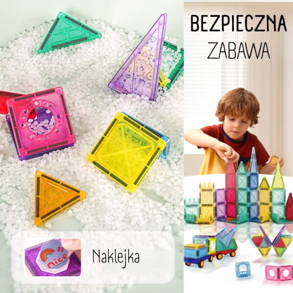 WOOPIE Klocki Magnetyczne Konstrukcyjne 3D Zestaw Edukacyjny Zamek Pojazdy110el.. - 005