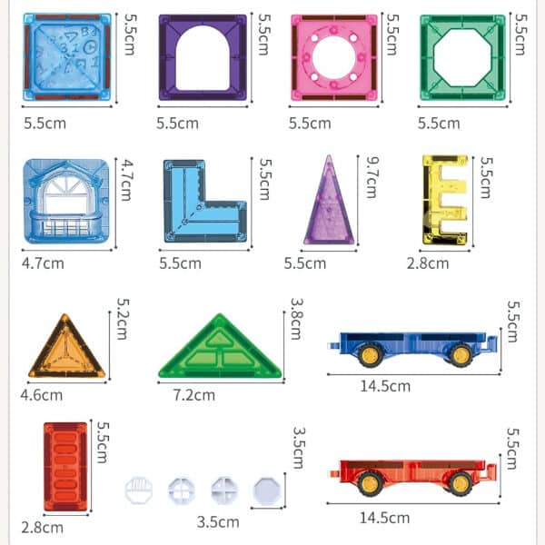 WOOPIE Klocki Magnetyczne Konstrukcyjne 3D Zestaw Edukacyjny Zamek Pojazdy110el.. - 008
