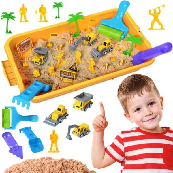 WOOPIE Zestaw Piasek Kinetyczny Plac Budowy w Walizce Pojazdy 1kg - 001